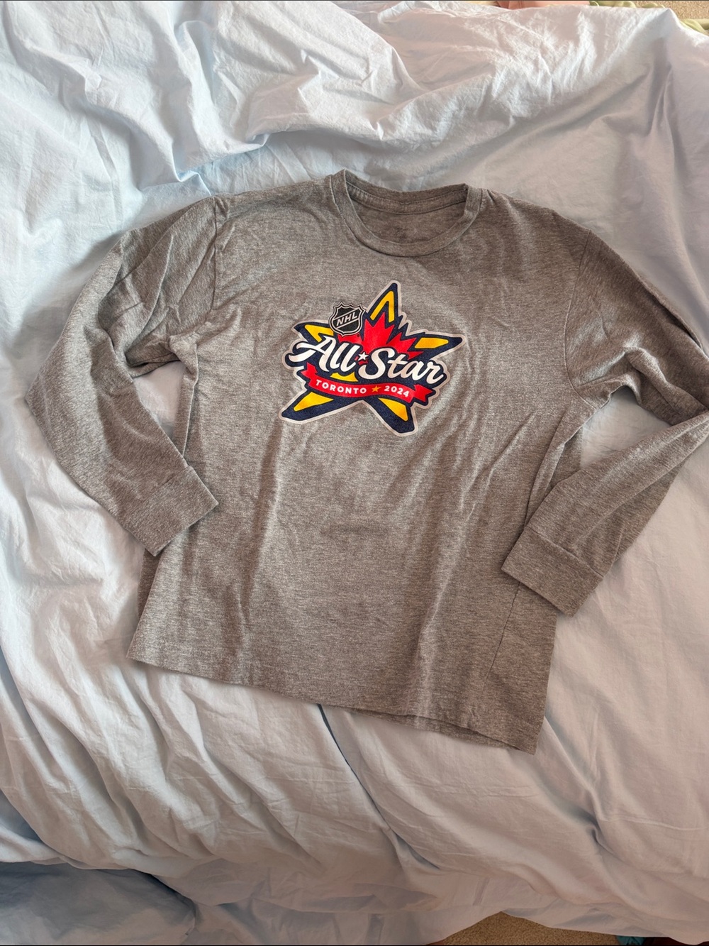 NHL Gray Long Sleeve Kids' All-Star Toronto Tee with Multicolor Star Graphic